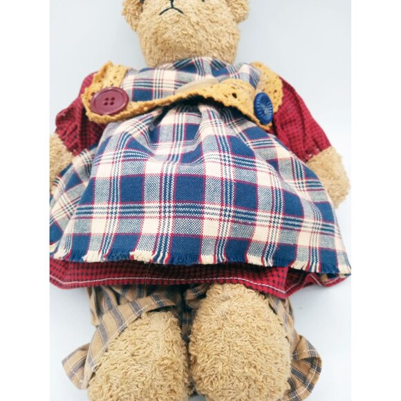 Artisan Teddy Bear Handmade Plush Stuffed Animal 12 Inch Dress Bloomers Apron - Picture 3 of 16